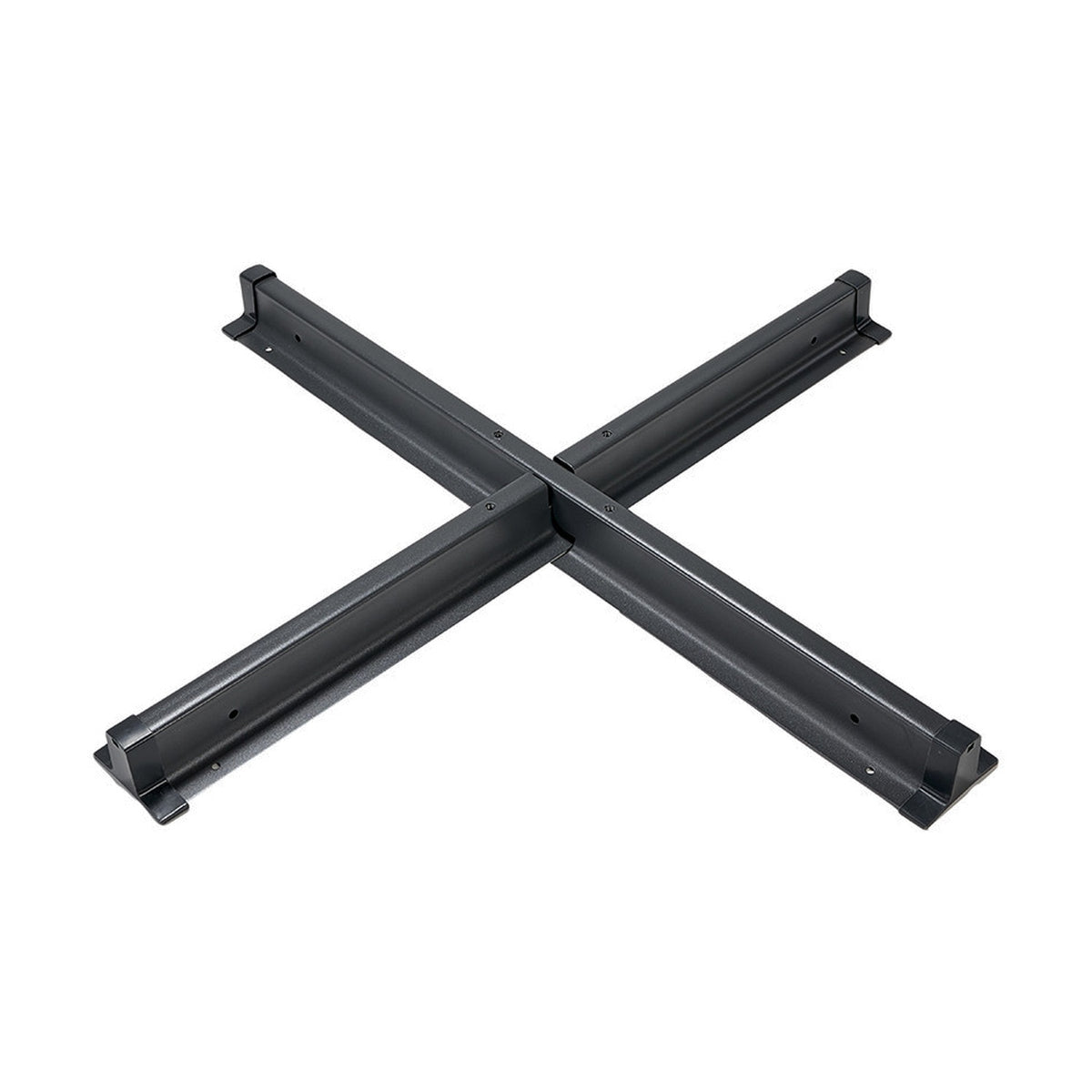 Steel parasol cross base, 6cm, in matte black with an X-shaped frame and end brackets, shown on a plain white background.