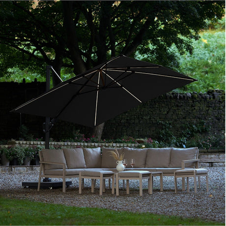 Glow Challenger T2 Premium Manhattan Grey Cantilever Parasol - 3m