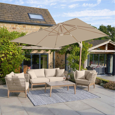 Challenger Teak T2 Premium Champagne Cantilever Parasol - 3m