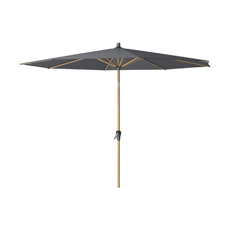 Riva Teak Anthracite Parasol, 3m centre-pole garden umbrella with anthracite canopy, wooden-effect pole, and crank handle, shown on a plain white background.
