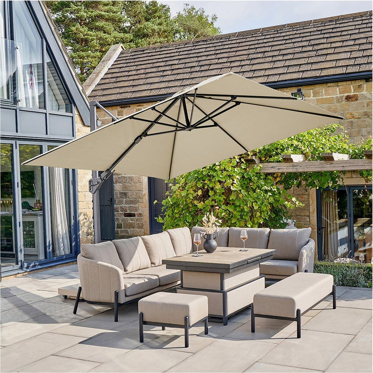 Challenger T2 Premium Champagne Cantilever Parasol - 3m