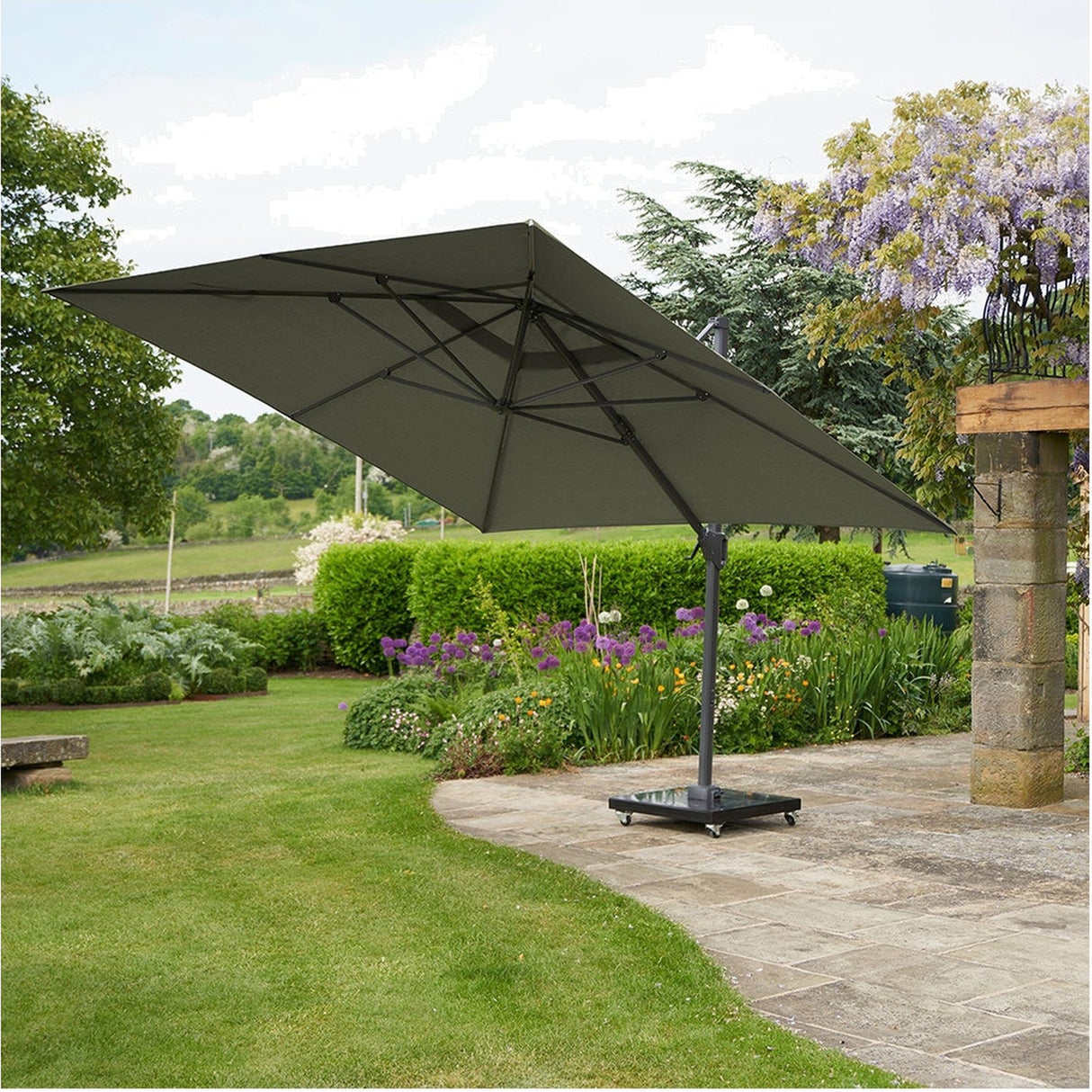 Challenger T2 3.5 X Rectangular Premium Lush Green Cantilever Parasol