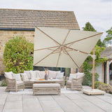 Challenger Teak T2 3.5m Rectangular Champagne Cantilever Parasol