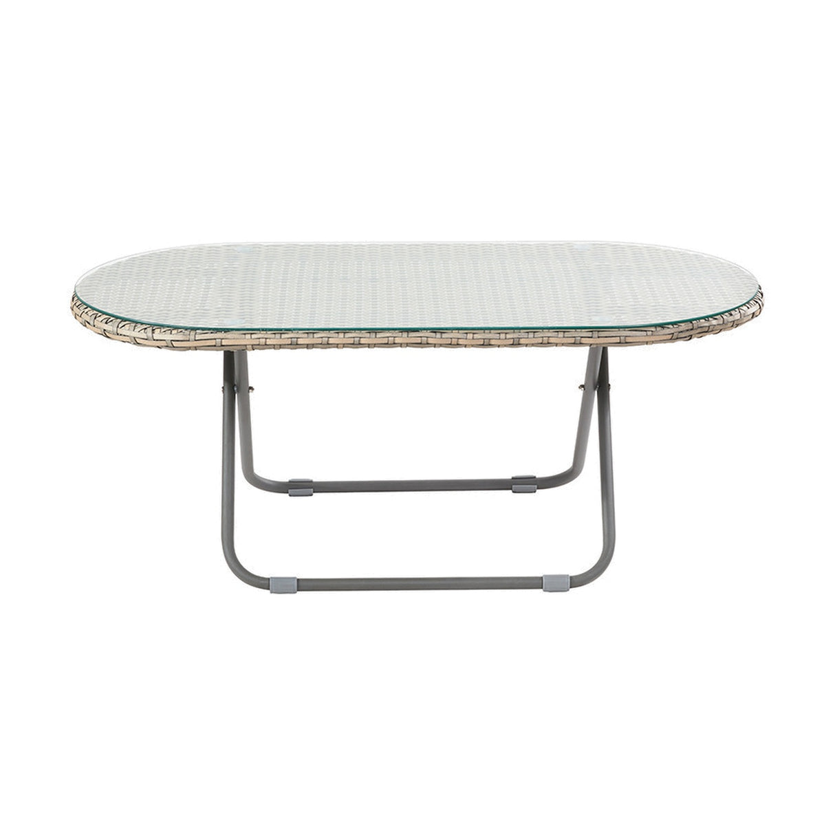 Tobs Outdoor Grey Synthetic Rattan Oval Lounger Table - 42cm