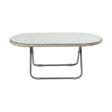 Tobs Outdoor Grey Synthetic Rattan Oval Lounger Table - 42cm