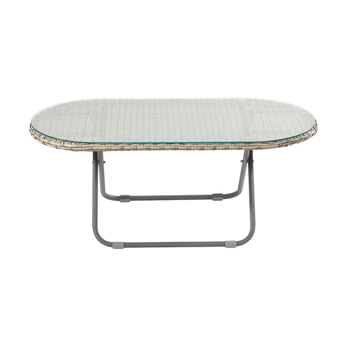 Tobs Outdoor Grey Synthetic Rattan Oval Lounger Table - 42cm