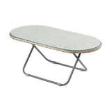 Tobs Outdoor Grey Synthetic Rattan Oval Lounger Table - 42cm