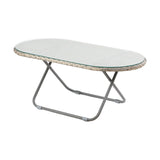Tobs Outdoor Grey Synthetic Rattan Oval Lounger Table - 42cm