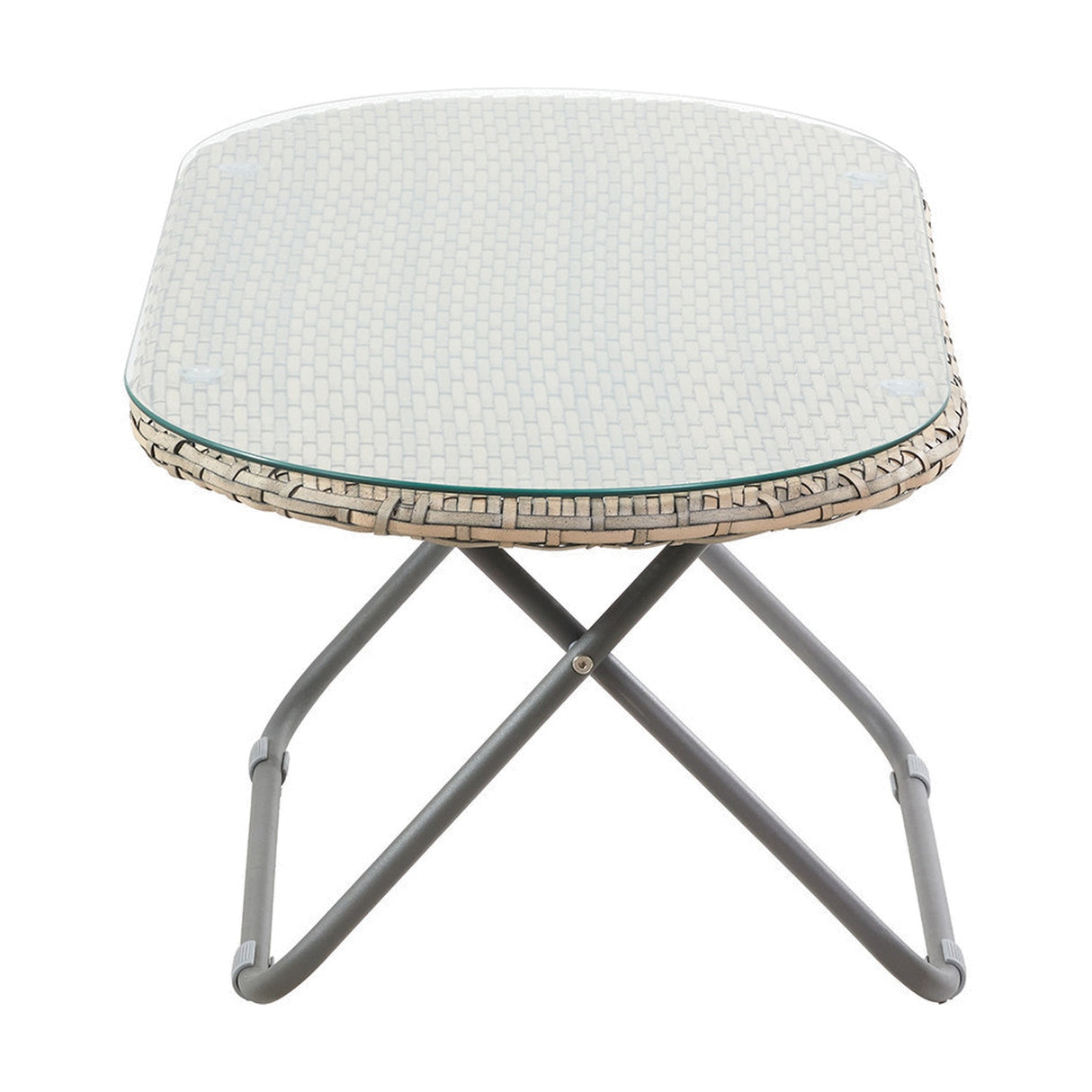 Tobs Outdoor Grey Synthetic Rattan Oval Lounger Table - 42cm