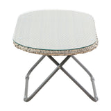 Tobs Outdoor Grey Synthetic Rattan Oval Lounger Table - 42cm