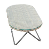 Tobs Outdoor Grey Synthetic Rattan Oval Lounger Table - 42cm