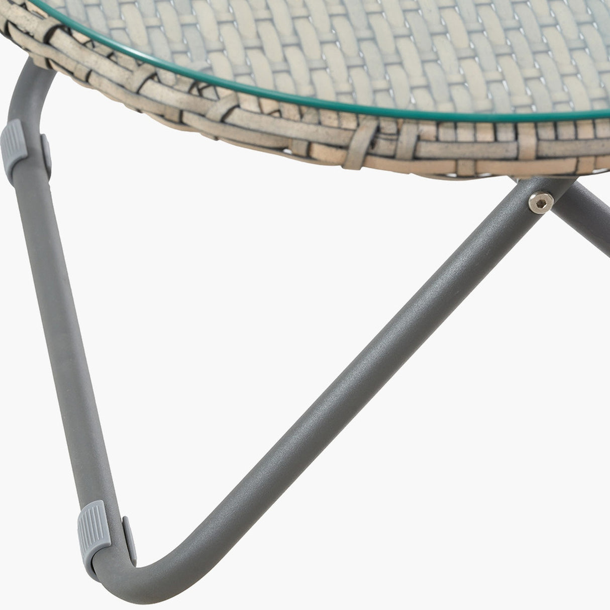 Tobs Outdoor Grey Synthetic Rattan Oval Lounger Table - 42cm