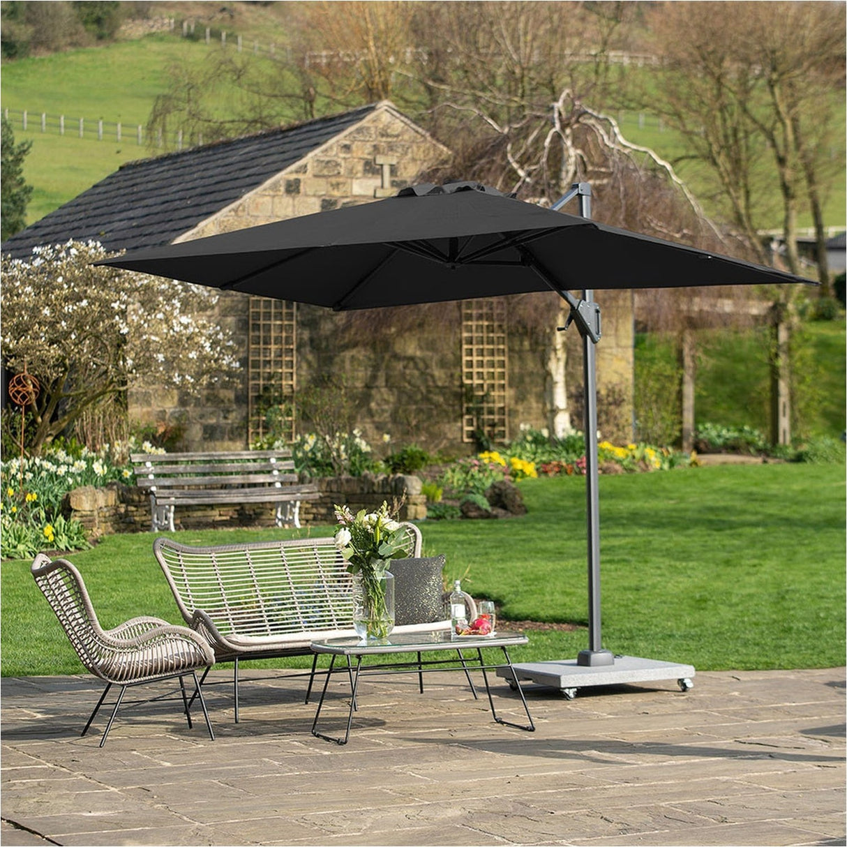 Voyager T1 X Rectangular Anthracite Cantilever Parasol - 3m