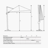 Voyager T1 X Rectangular Luna Grey Cantilever Parasol - 3m
