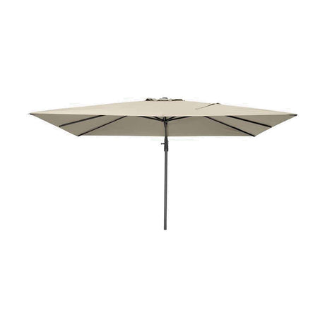 Challenger T2 3.5m rectangular cantilever parasol in champagne, aluminium side arm and pole with fabric canopy, shown on a plain white background.