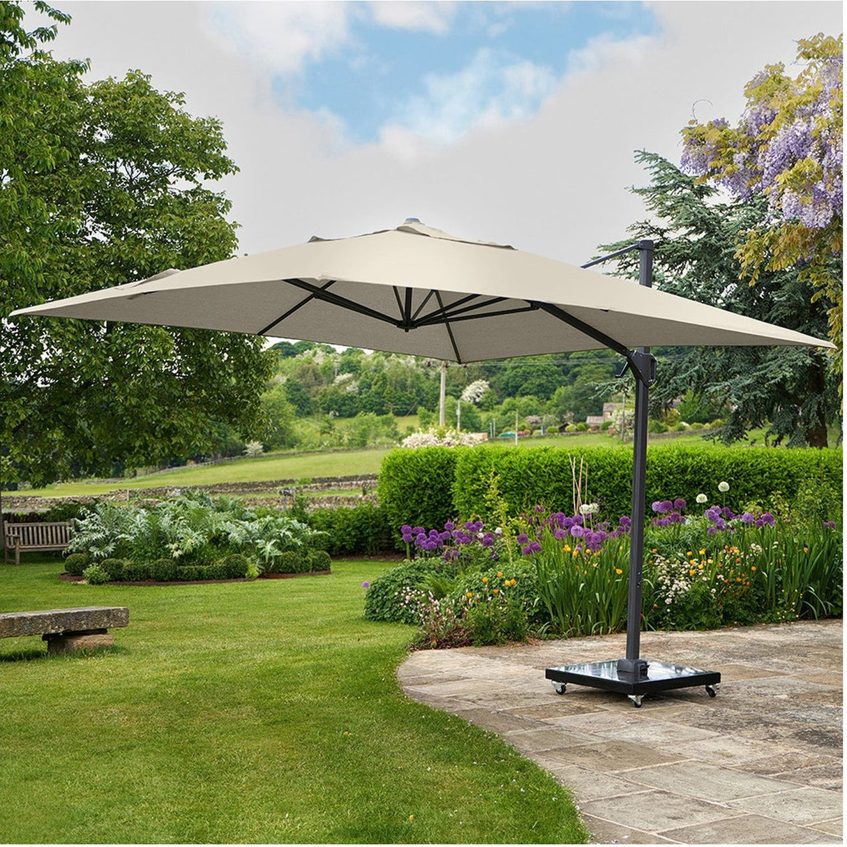 Challenger T2 3.5 X Rectangular Champagne Cantilever Parasol - 3.5m