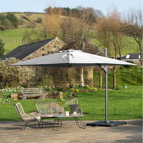 Challenger T2 3.5 X Rectangular Luna Grey Cantilever Parasol - 3.5m
