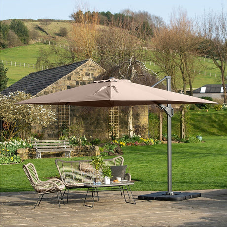 Challenger T2 3.5 X Rectangular Taupe Cantilever Parasol - 3.5m