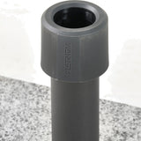 Salerno Hammered Grey parasol base shown close-up, with a ribbed textured collar and cylindrical pole in matte grey finish, set against a light background.