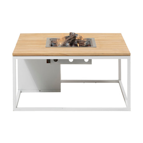 Cosi White & Teak Gas Fire Pit Table - 100cm