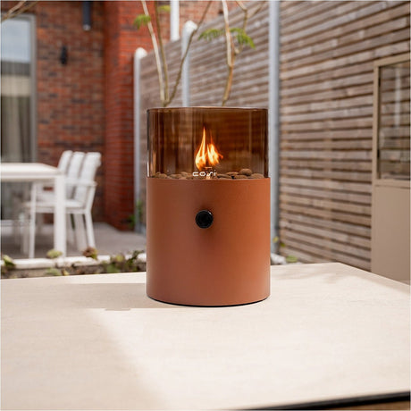 Cosi Extra Large Mocha Brown / Smoked Gas Flame Lantern - 30cm