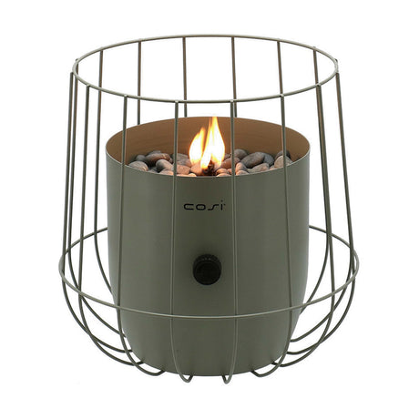 Cosi Basket Olive Gas Flame Lantern - 31cm