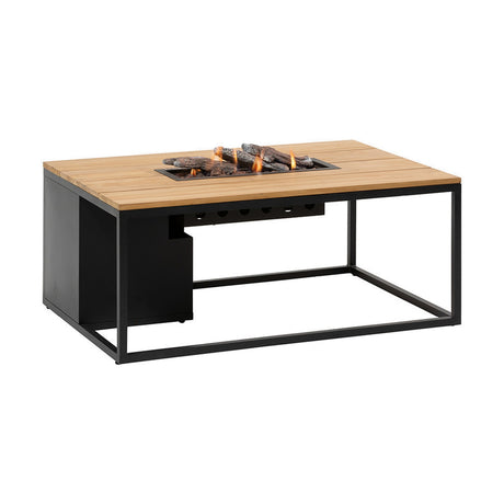 Cosi Black & Teak Gas Fire Pit Table - 120cm