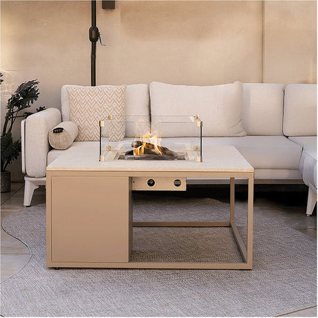 Cosi Sandy Beige Gas Fire Pit Table - 120cm