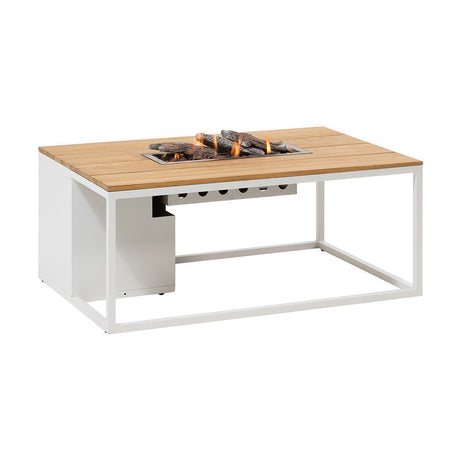 Cosi White & Teak Gas Fire Pit Table - 120cm