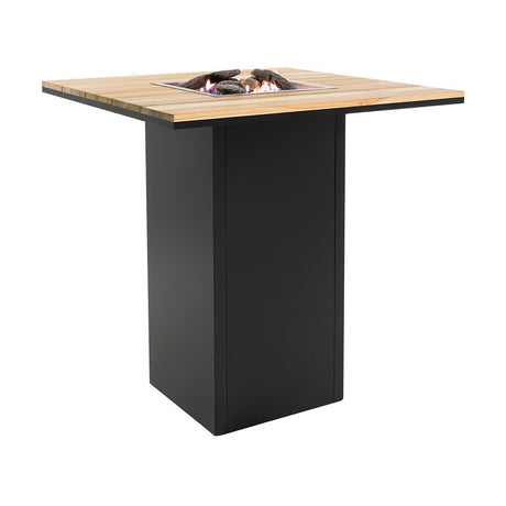 Cosi Black & Teak Gas Fire Pit Bar Table - 100cm