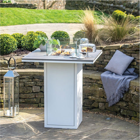 Cosi White & Grey Gas Fire Pit Bar Table - 100cm