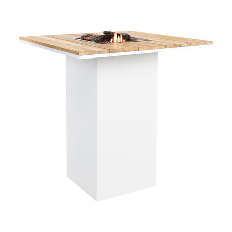 Cosi White & Teak Gas Fire Pit Bar Table - 100cm