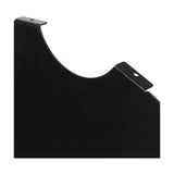 Close-up of the Cosi Cover Plate for Large Glass Set, 52cm, in matte black metal with a curved cut-out and mounting brackets, shown on a plain white background.