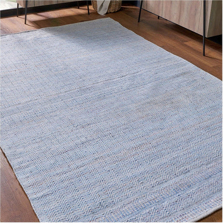 Indoor Outdoor Aqua Blue & White Inca Design Rug - 230 x 160cm