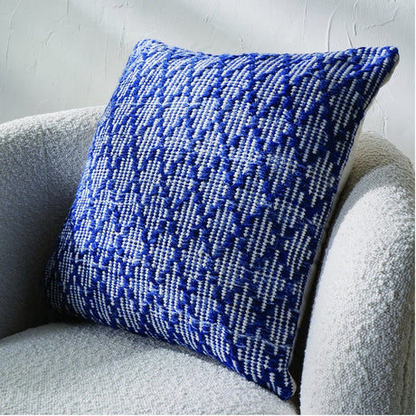 Indoor Outdoor Denim Blue & White Ikat Design Scatter Square Cushion