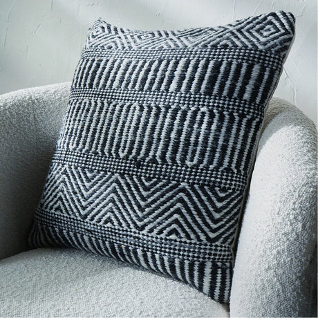 Indoor Outdoor Black & White Inca Design Scatter Cushion - 45 x 45cm