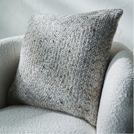 Indoor Outdoor Warm Grey Tweed Design Scatter Cushion - 45 x 45cm