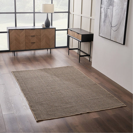 Indoor Outdoor Natural & Slate Grey Design Rug - 230 x 160cm