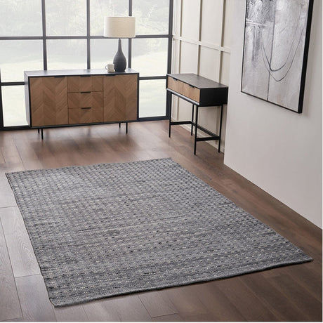 Indoor Large Outdoor Grey Double Stitch Design Rug - 300 x 200cm