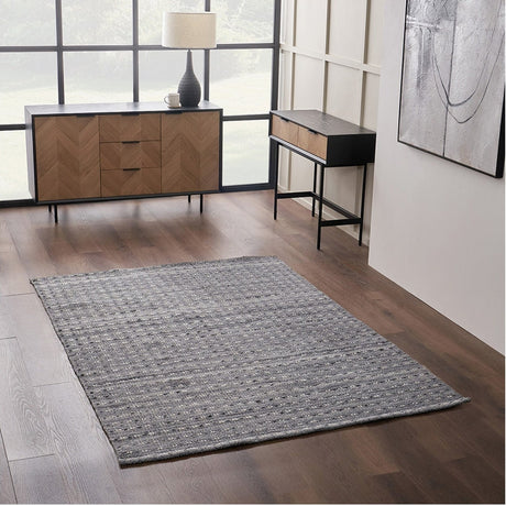 Indoor Outdoor Grey Double Stitch Design Rug - 230 x 160cm