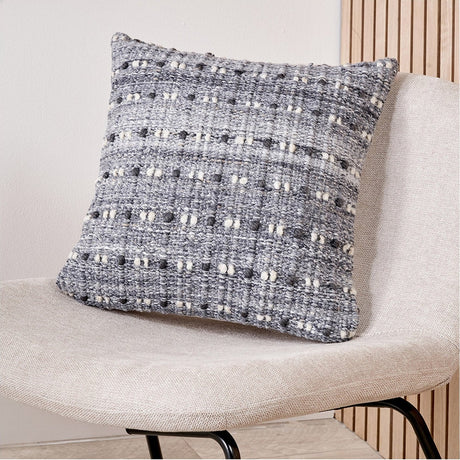 Indoor Outdoor Grey Double Stitch Design Scatter Cushion - 45 x 45cm