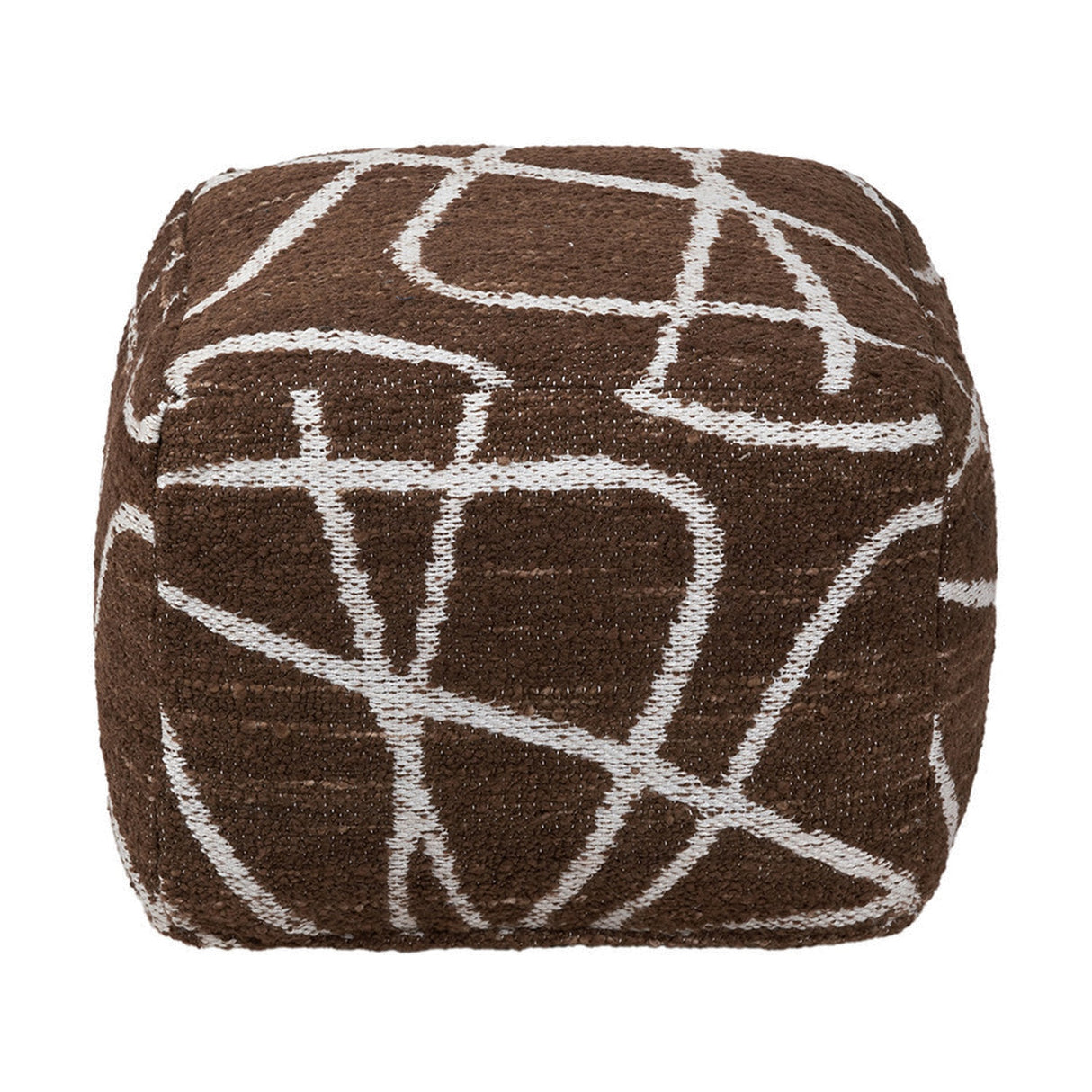 Indoor Outdoor Chocolate Brown & White Abstract Swirl Design Pouffe