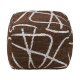 Indoor Outdoor Chocolate Brown & White Abstract Swirl Design Pouffe