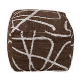 Indoor Outdoor Chocolate Brown & White Abstract Swirl Design Pouffe