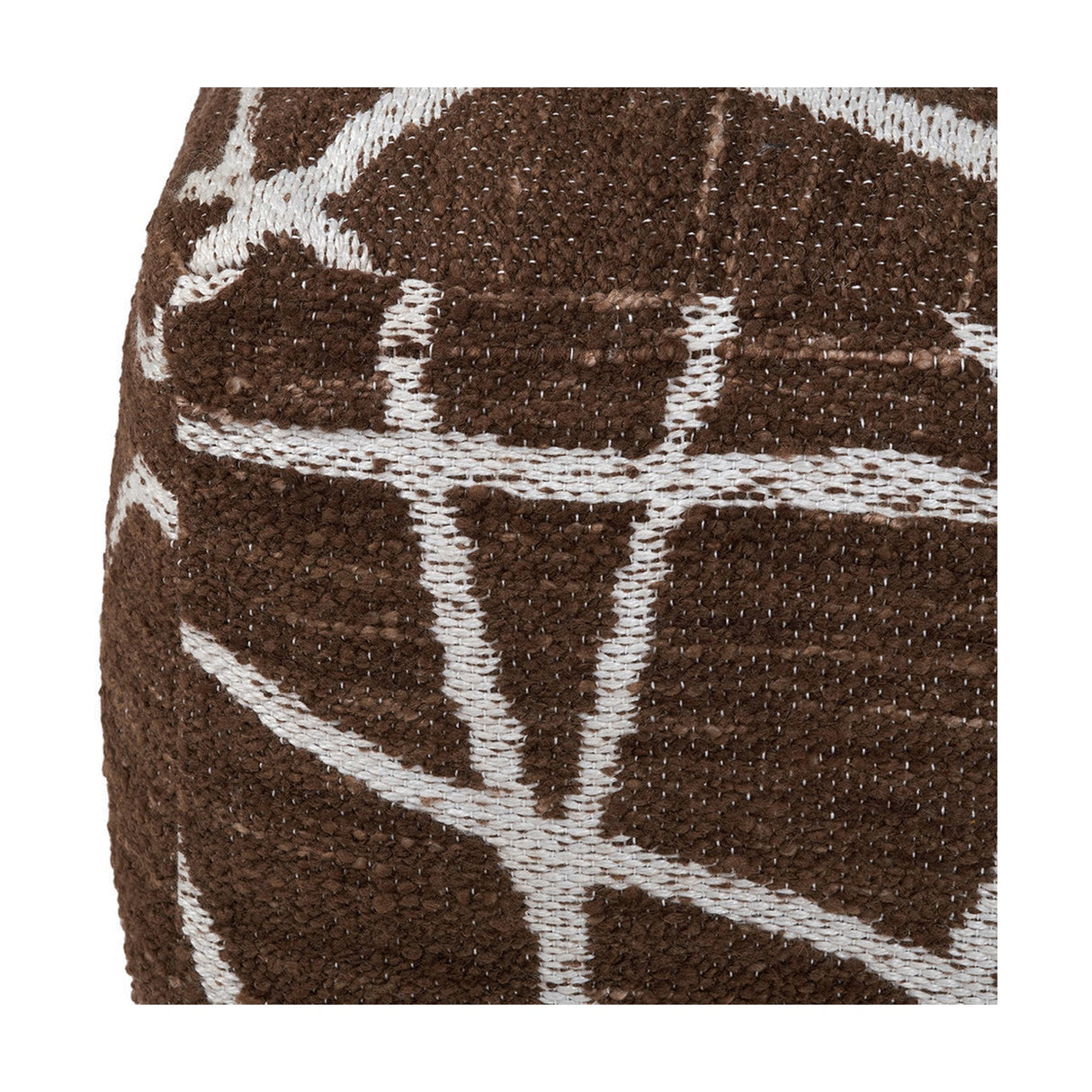 Indoor Outdoor Chocolate Brown & White Abstract Swirl Design Pouffe