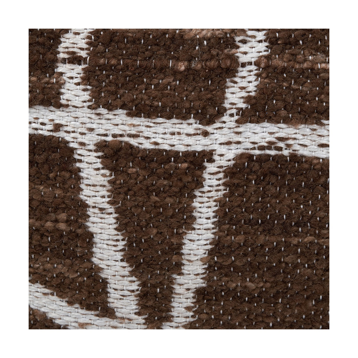 Indoor Outdoor Chocolate Brown & White Abstract Swirl Design Pouffe