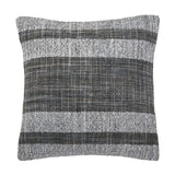 Indoor outdoor scatter cushion, 45cm square, with woven grey and white stripe design in a textured fabric finish, shown on a plain white background.