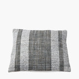 Indoor Outdoor Steel Grey & White Stripe Design Scatter Cushion in woven fabric with vertical grey and white stripes, shown on a plain white background.
