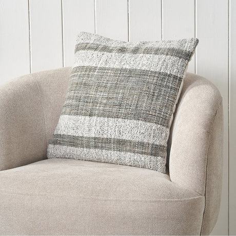 Indoor Outdoor Steel Grey & White Stripe Design Scatter Cushion