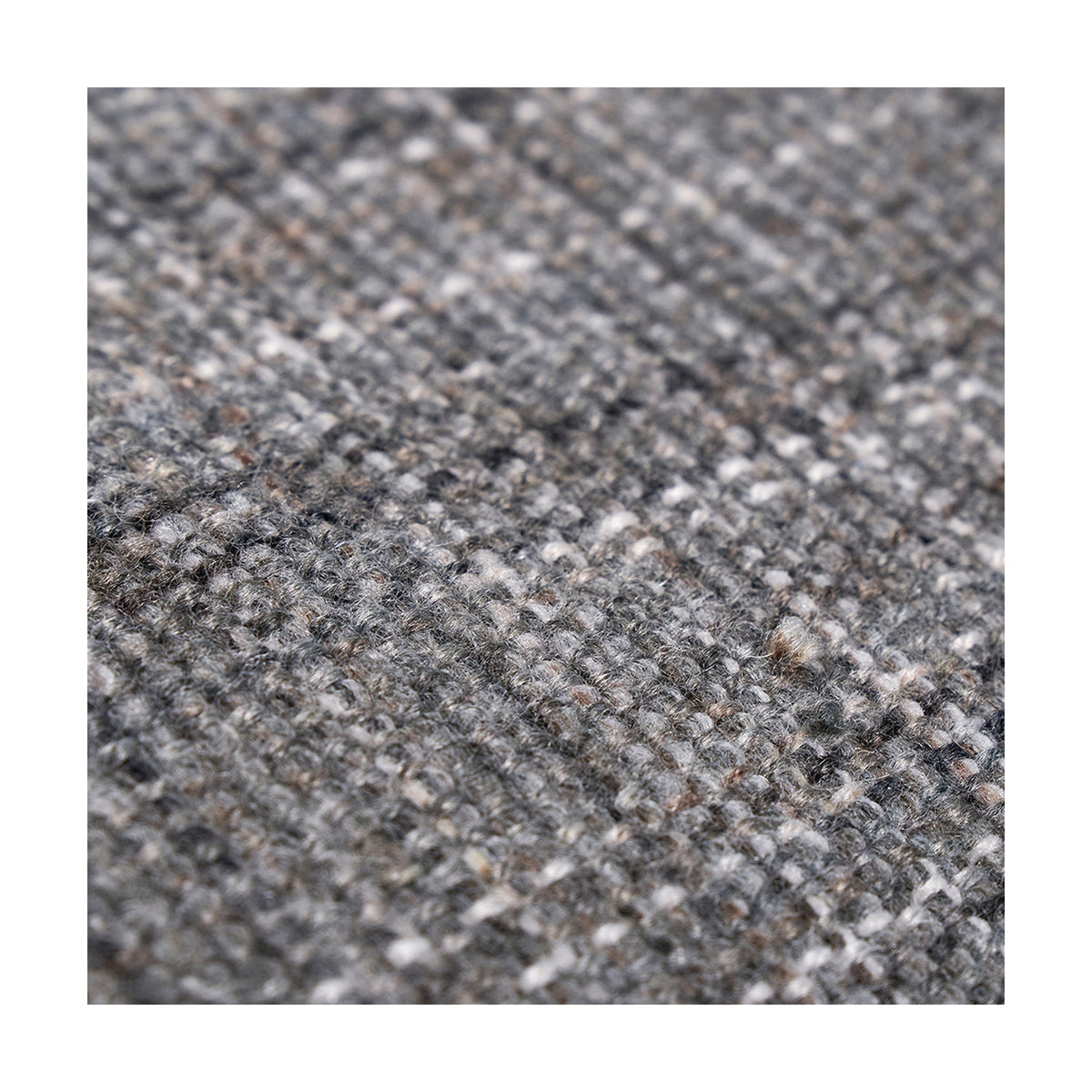 Close-up of the Indoor Outdoor Steel Grey & White Stripe Design Rug, 230 x 160cm, showing a woven fabric texture in mixed grey and white tones.